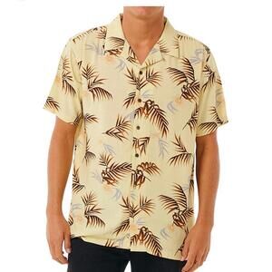 Rip Curl Mens Hawaiian Yellow Floral Aloha Shirt Sz XL